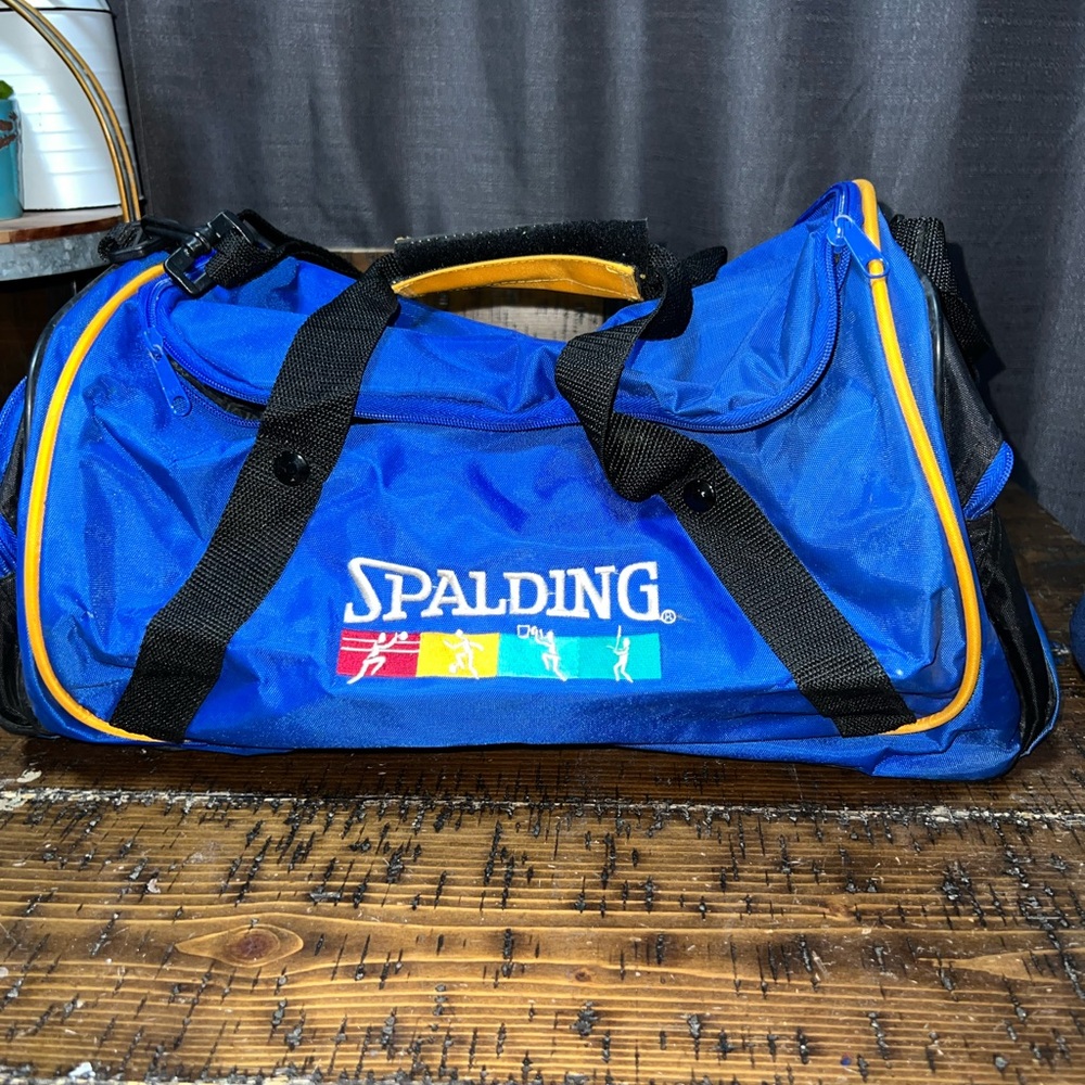 Vintage Spalding Blue Sports Gym Travel Duffel Bag